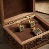 Komplet naturalne diamenty szampańskie złoto 585